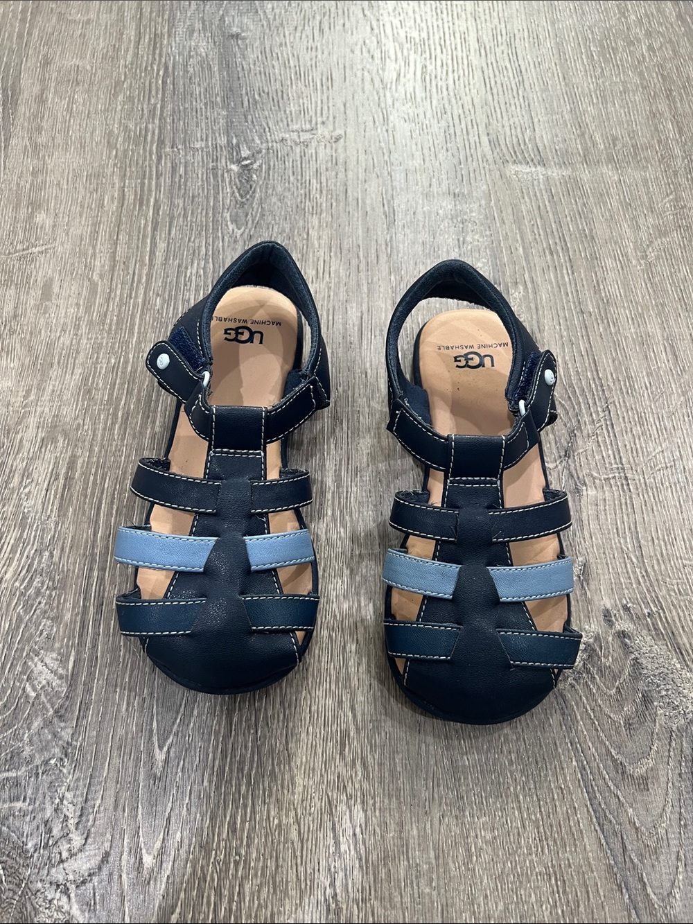 UGG Kids Navy and Light Blue Fisherman-Style Sandals